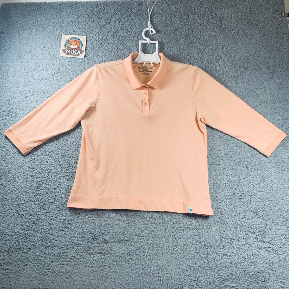 Magellan‎ Sportswear Top Women's 3/4 Sleeve Polo Shirt Orange Size XL